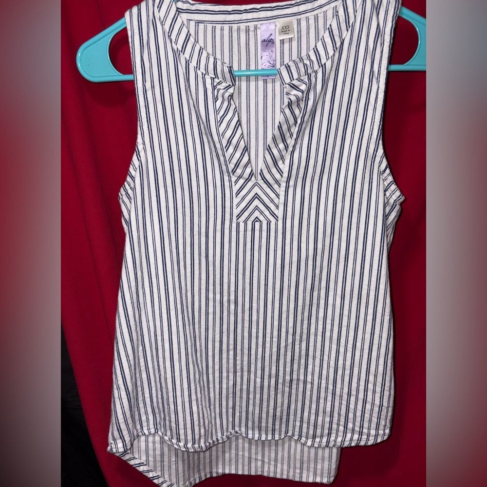 Alya Blue and White Asymmetrical Sleeveless Too #1532